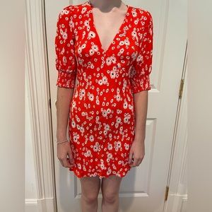 Red floral dress